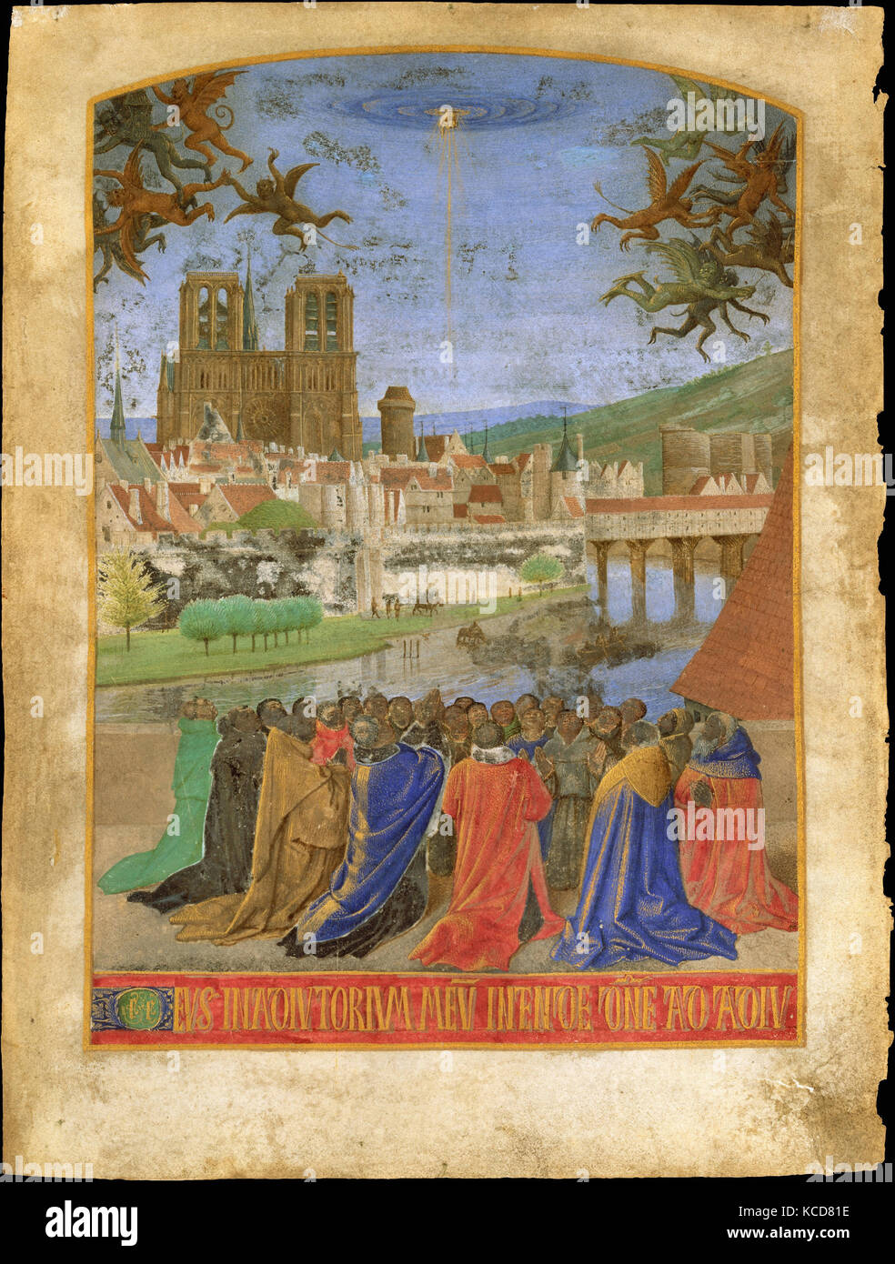 La mano destra di Dio proteggere i fedeli contro i demoni, Jean Fouquet, ca. 1452-1460 Foto Stock