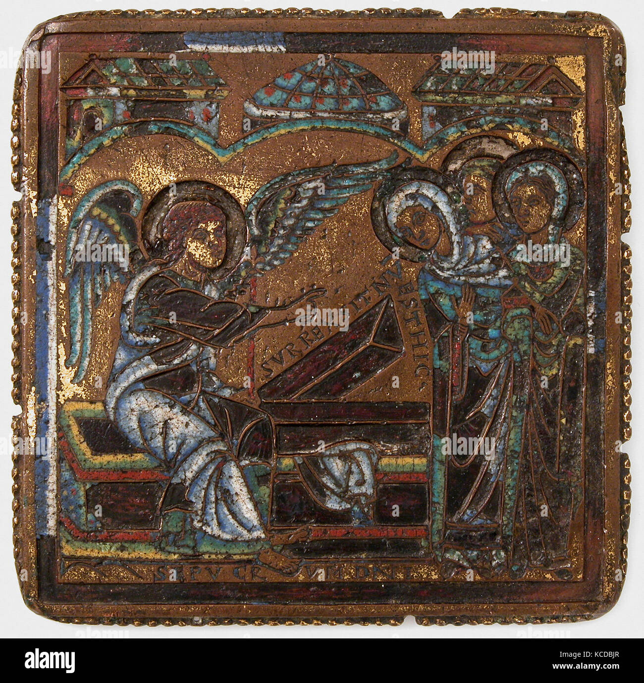 Placca con le sante donne al sepolcro, ca. 1150-75 Foto Stock