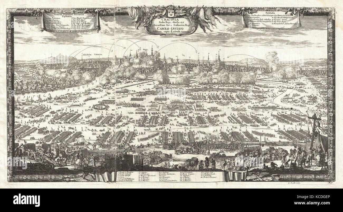 1697, Pufendorf vista di Cracovia, Cracovia, Polonia Foto Stock