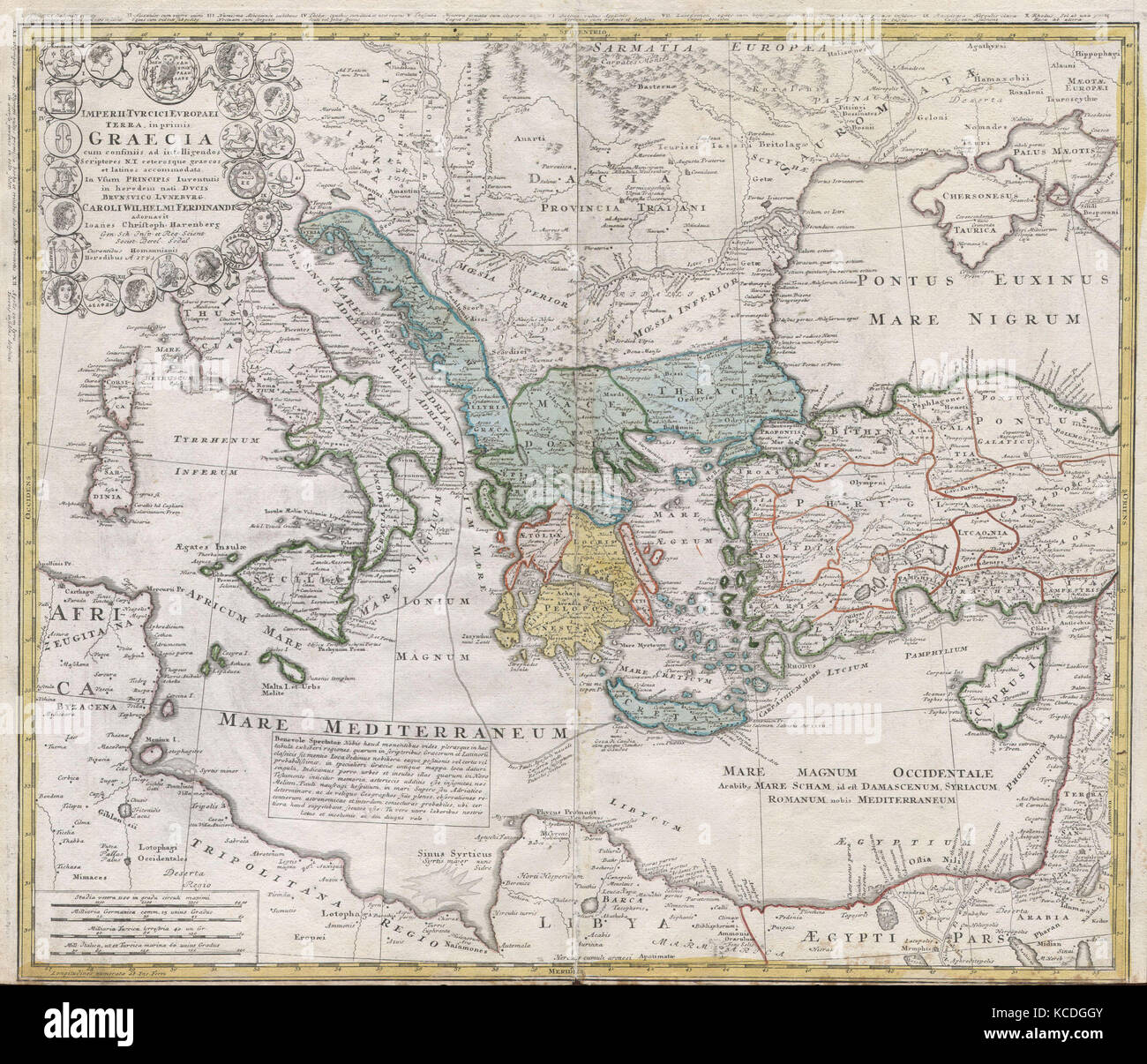 1741, eredi Homann (mappa della Grecia antica e il mediterraneo orientale Foto Stock
