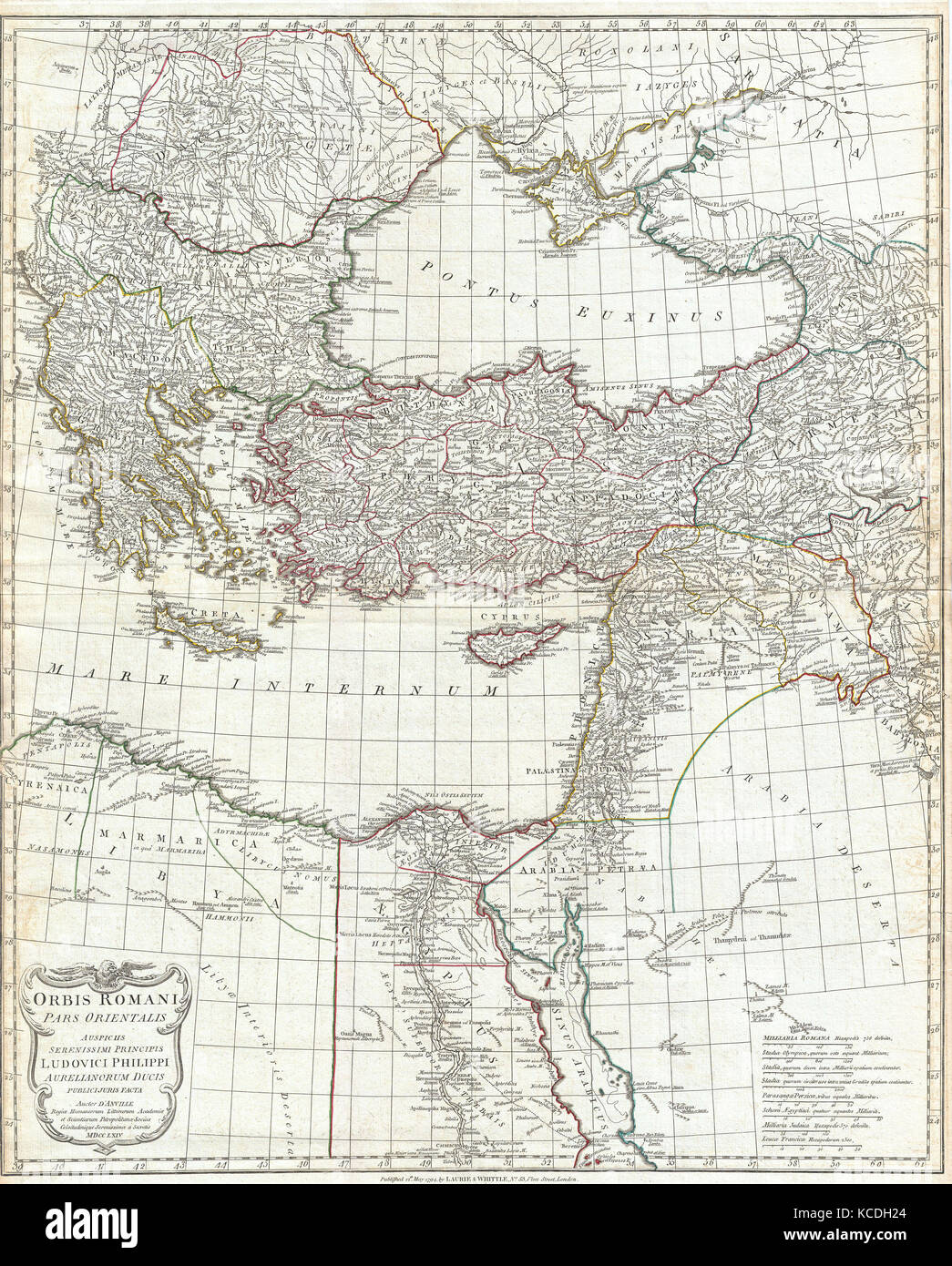 1794, Anville mappa dell'Impero Romano d'Oriente, inclues Grecia Foto Stock