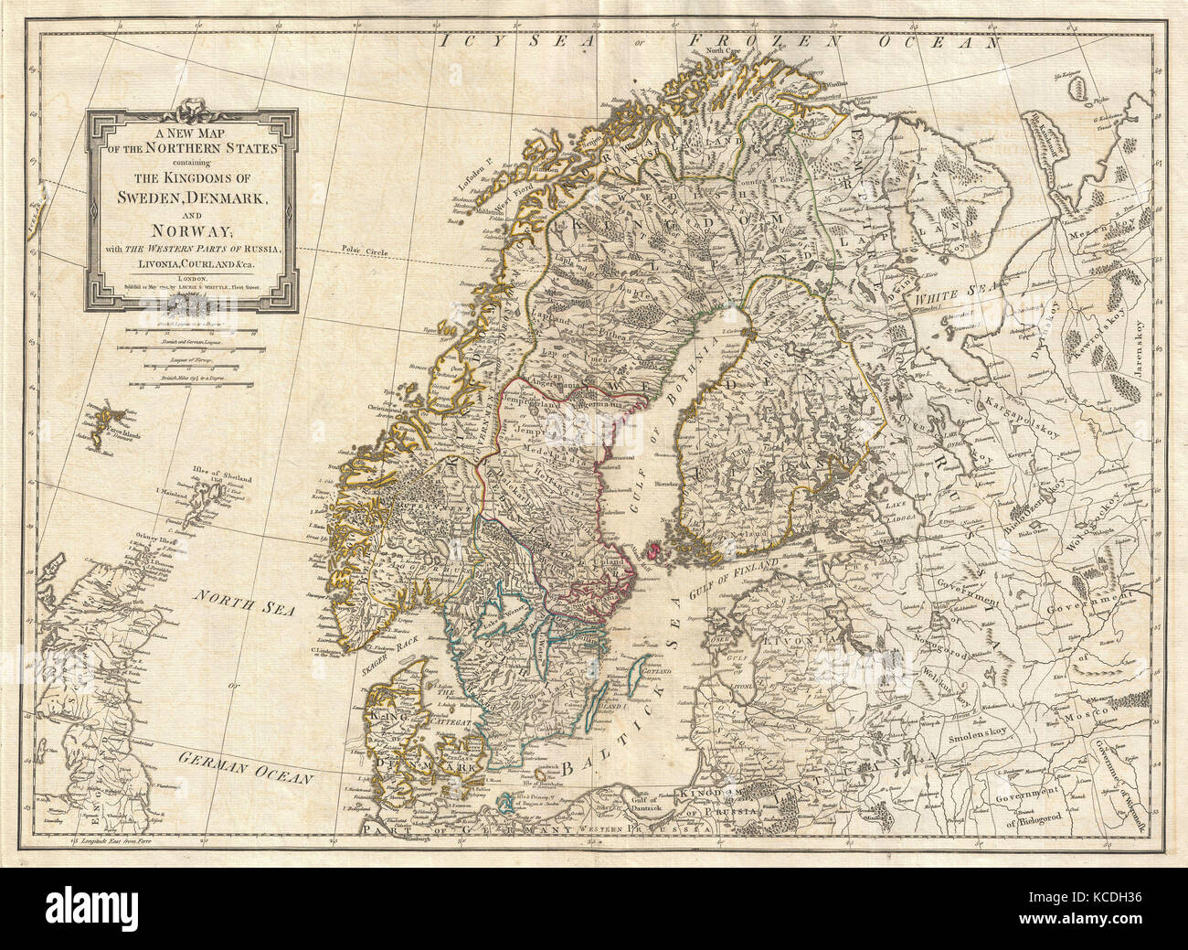 1794, Laurie e Whittle Mappa di Norvegia, Svezia, Danimarca e Finlandia, 1794 - 1812 Foto Stock