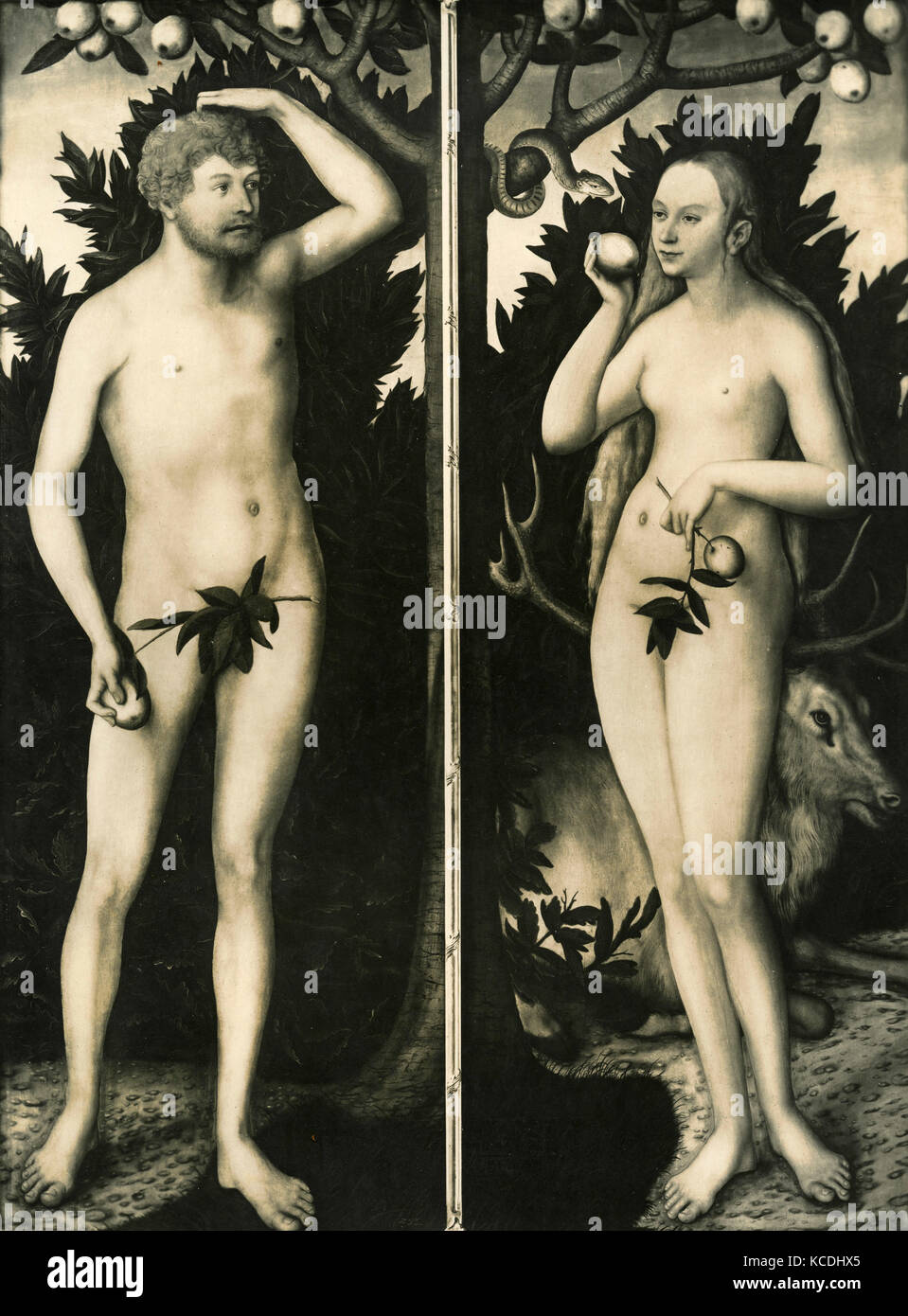 Adamo ed Eva, dipinto da Luca Cranach Foto Stock