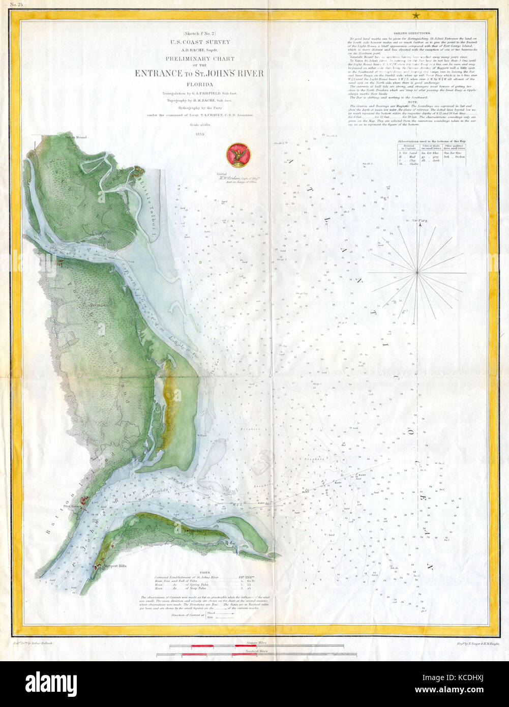 1853, U.S.C.S. Mappa di San Giovanni sul fiume, Florida Foto Stock