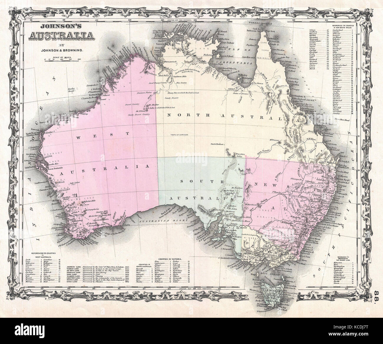 1861, Johnson e Browning Mappa di Australia, prima edizione Foto Stock
