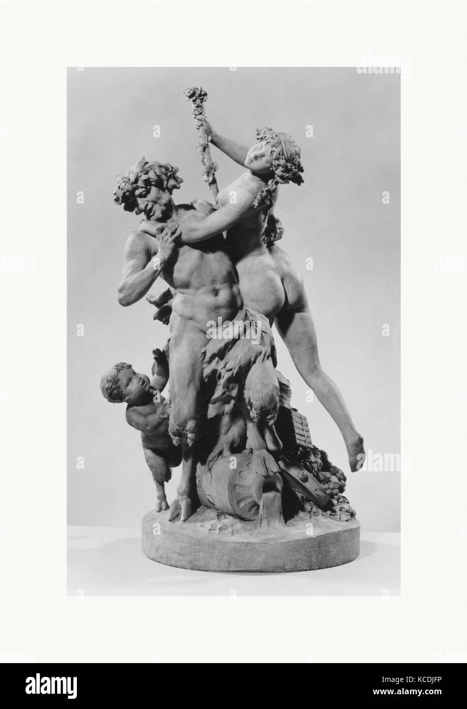 Gruppo Bacchic: Satiro e bacchante con un neonato satiro, Clodion, fine XVIII secolo Foto Stock