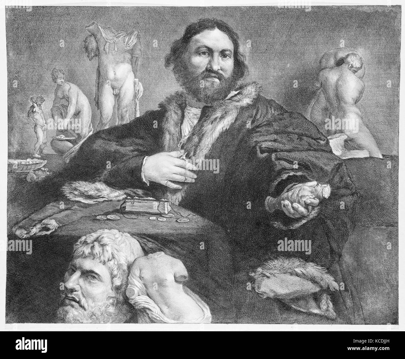 Andrea Odoni, 1640-58, di attacco e di incisione, foglio: 12 3/8 x 15 1/16 in. (31,4 x 38,2 cm), stampe, Cornelis Visscher (Olandese Foto Stock