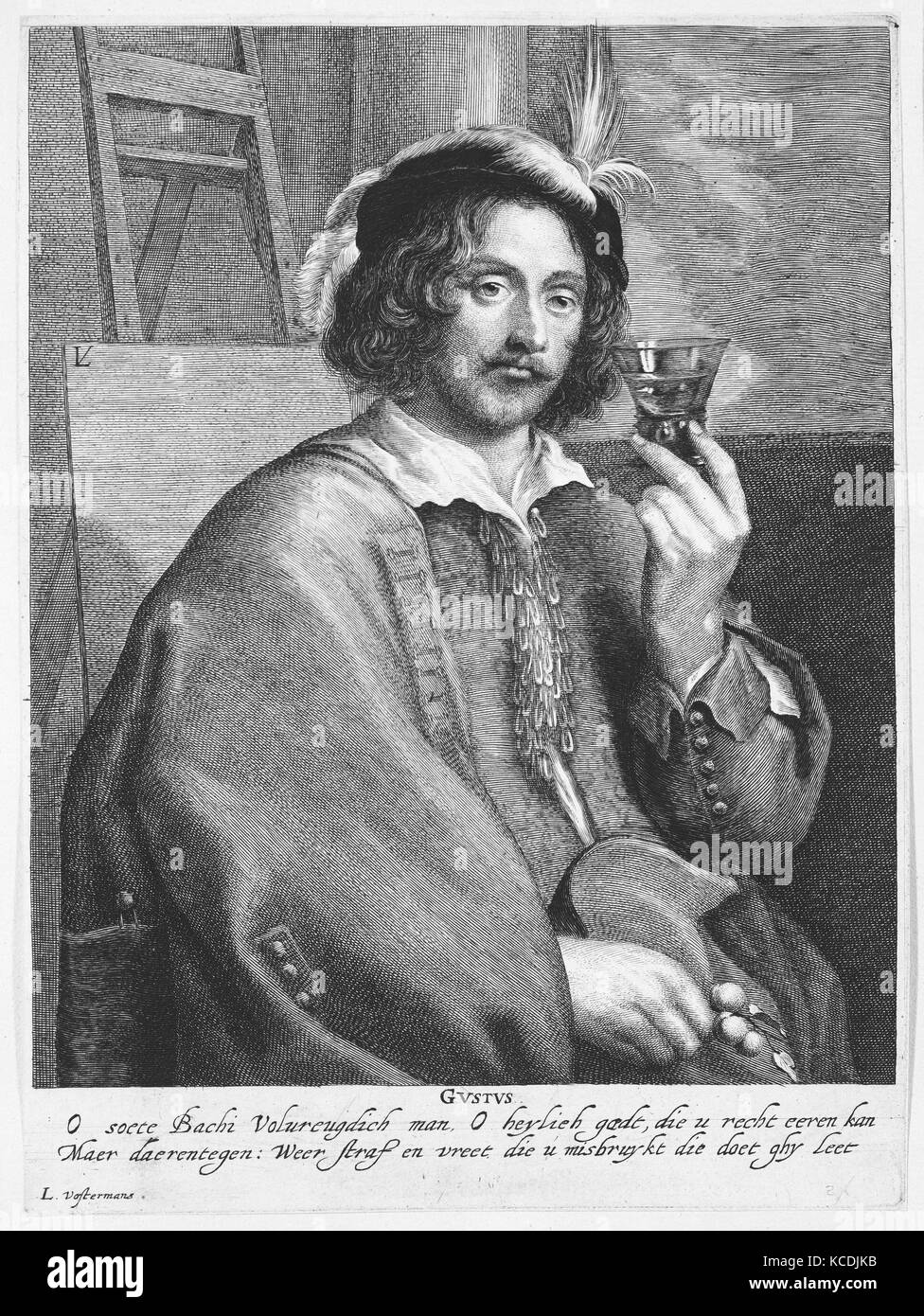 Allegoria del gusto (Ritratto del pittore Jan Davidsz de Heem, dopo un autoritratto), Lucas Vorsterman I, 1615-75 Foto Stock