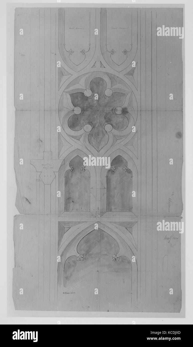 Progettazione per la finestra tracery per Chapman - full size, Alexander Jackson Davis, 1853-55 Foto Stock