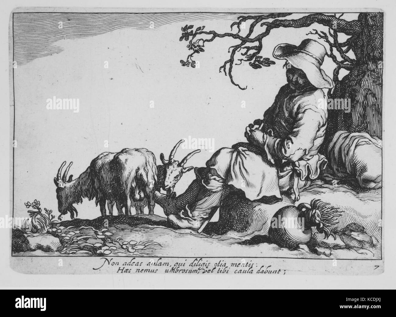 Con pastorale armento di capra e capre, dalla serie sedici soggetti contadina, Cornelis Bloemaert, xvii secolo Foto Stock