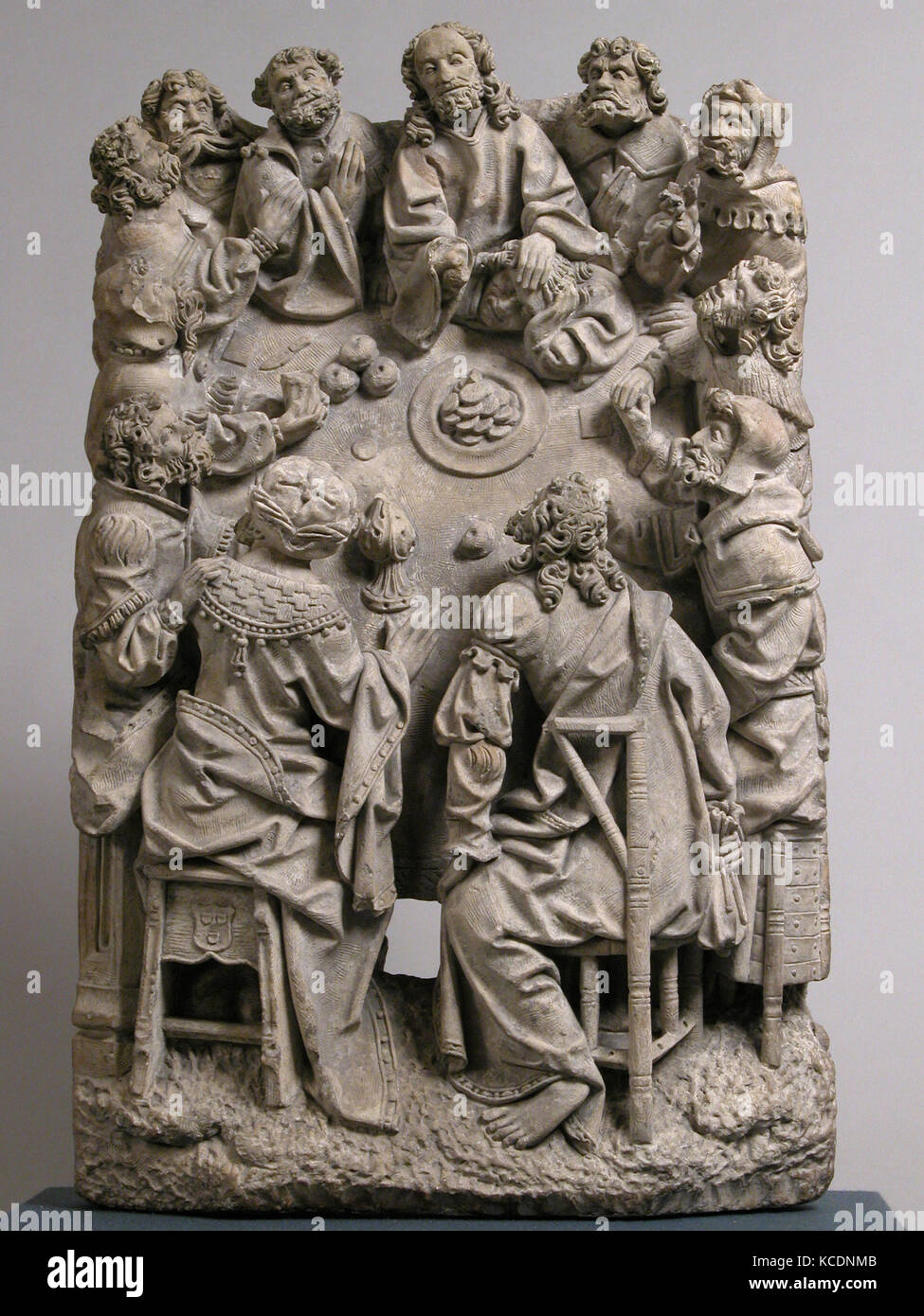 L'Ultima Cena, ca. 1500-1530, fatta a Colonia, Germania o Paesi Bassi, Tedesco o Sud Netherlandish, calcare, tracce di Foto Stock