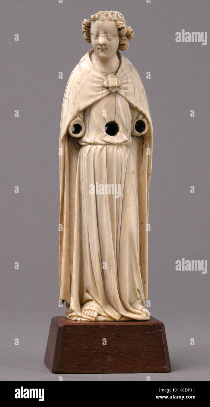 Angelo, ca. 1360-70, realizzato a parigi, francia, francese, avorio, globale (senza base): 5 3/4 x 1 3/4 x 1 in. (14,6 x 4,5 x 2,5 cm Foto Stock