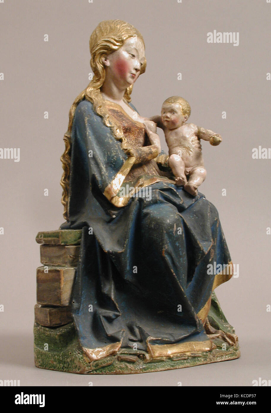 Vergine in trono con Bambino infermieristica, tardo XV secolo Foto Stock