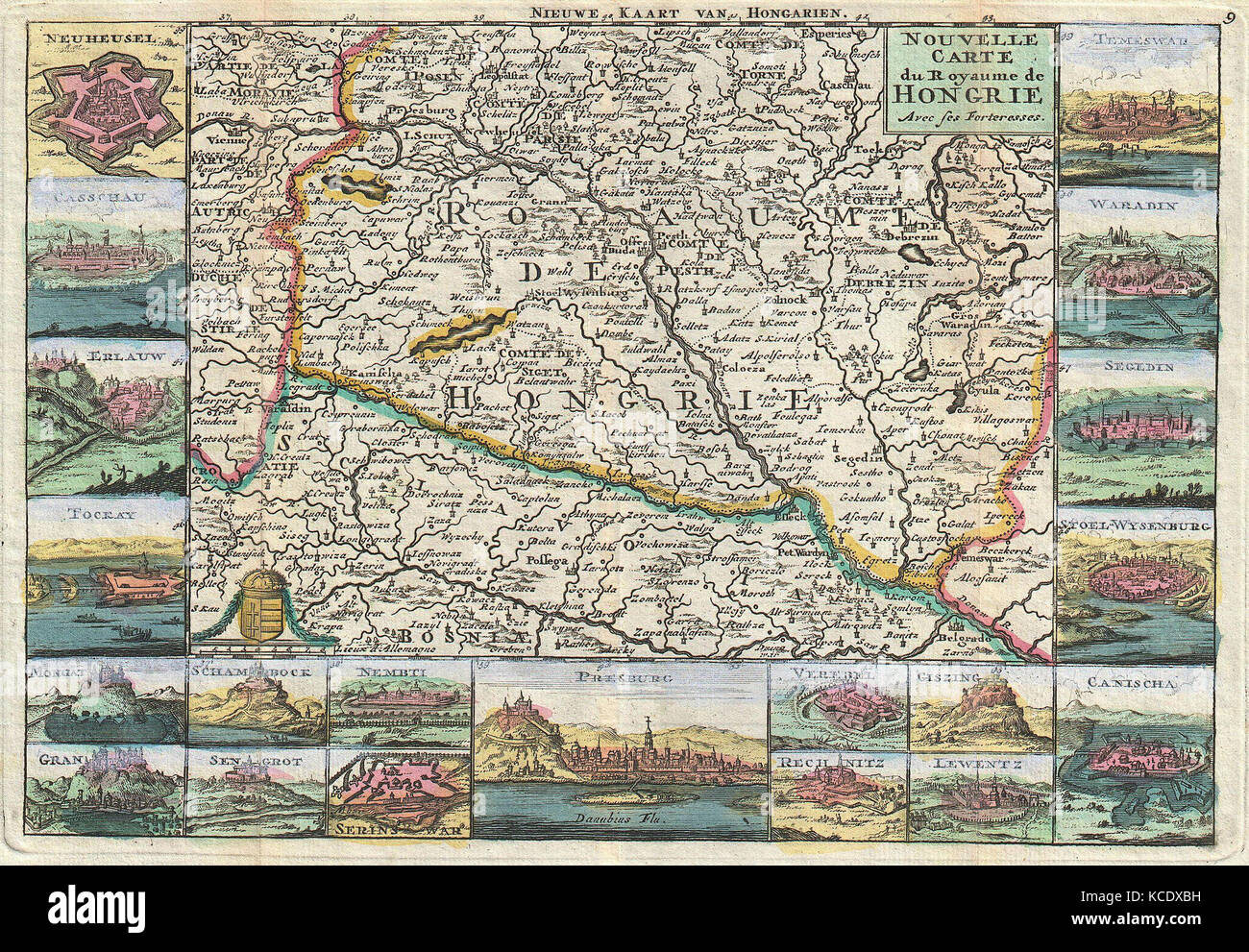 1747, la"feuille Mappa di Ungheria Foto Stock