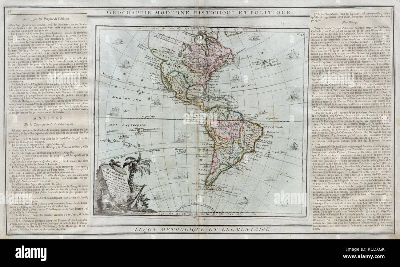 1786, Brion de la Tour Mappa del Sud e Nord America Foto Stock