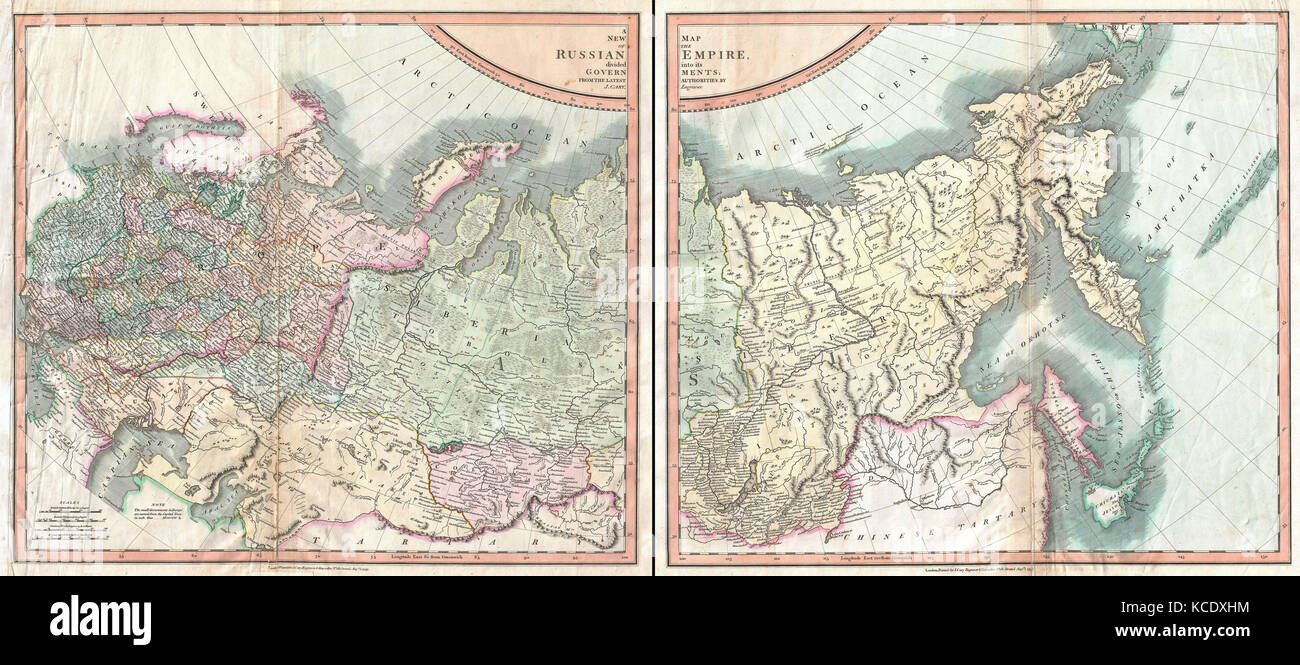 1799, Cary mappa dell'Impero Russo, John Cary, 1754 - 1835, Era un cartografo inglese, John Cary, 1754 - 1835, Inglese Foto Stock