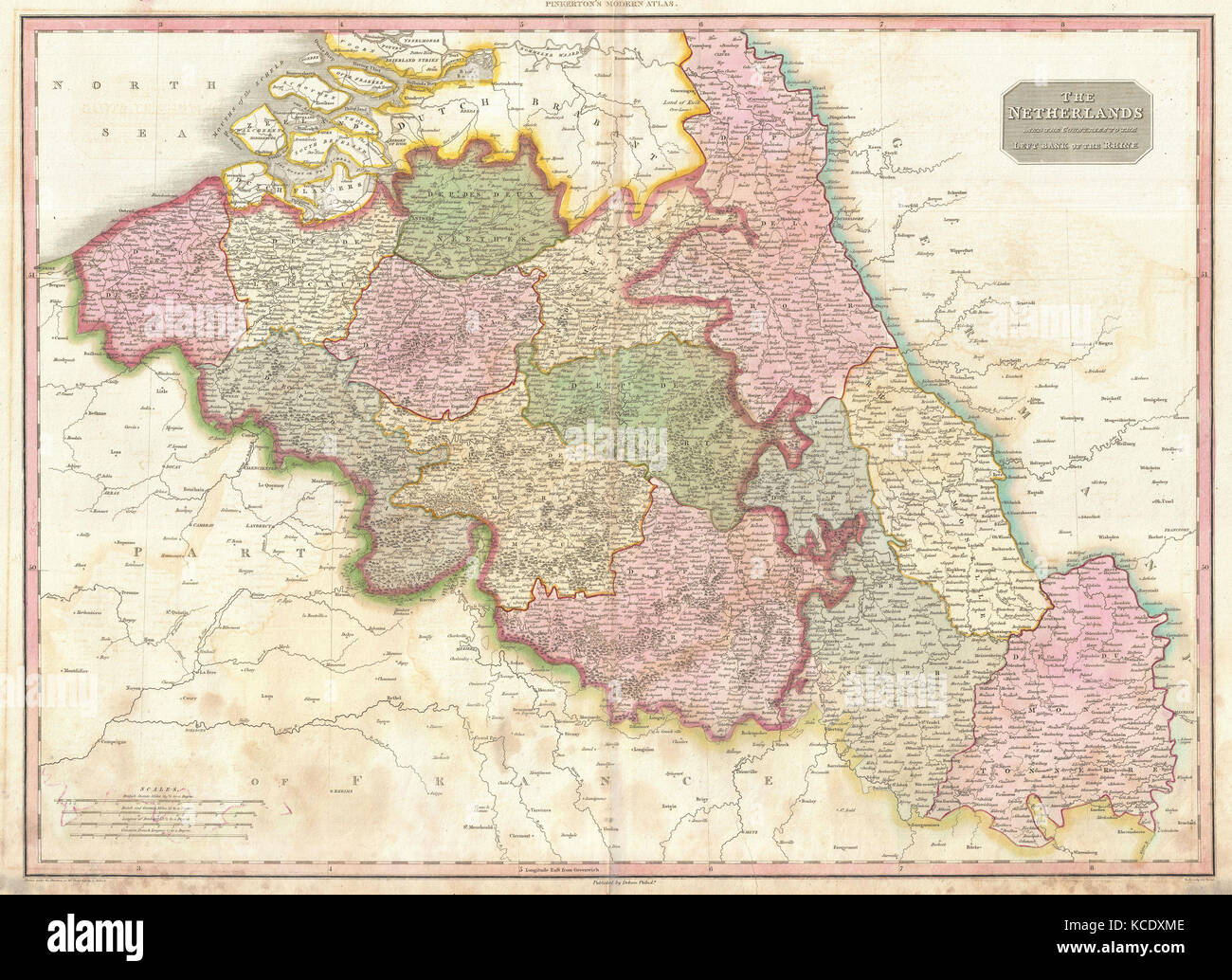 1818, Pinkerton Mappa del Belgio, John Pinkerton, 1758 - 1826, antiquario scozzese, cartografo, REGNO UNITO Foto Stock