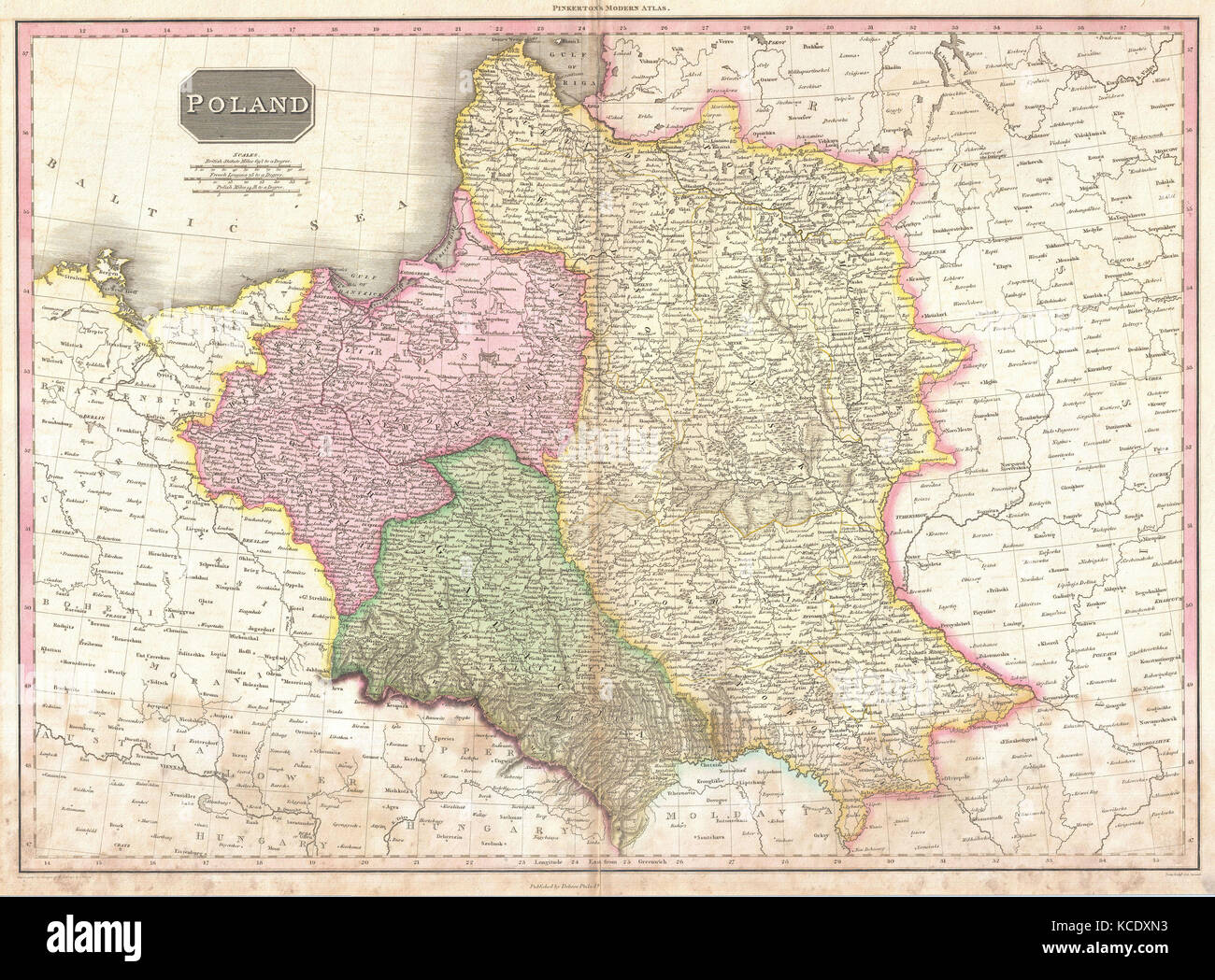 1818, Pinkerton Mappa di Polonia Giovanni Pinkerton, 1758 - 1826, antiquario scozzese, cartografo, REGNO UNITO Foto Stock