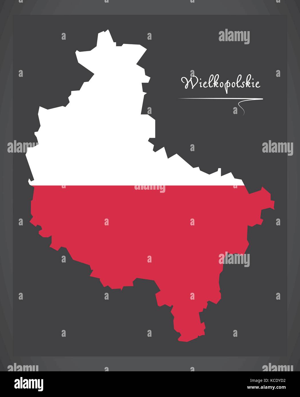 Wielkopolskie mappa della Polonia con il polacco bandiera nazionale illustrazione Illustrazione Vettoriale