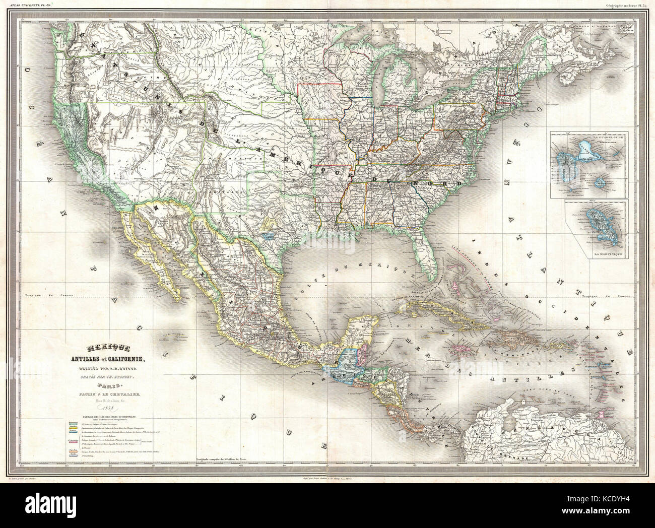 1858, Dufour Map degli Stati Uniti Foto Stock