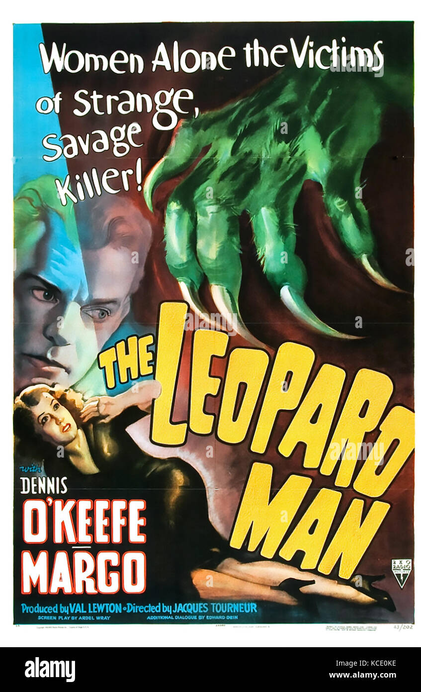 Il LEOPARDO MAN 1943 RKO radio Pictures film horror con Dennis o'Keefe Foto Stock