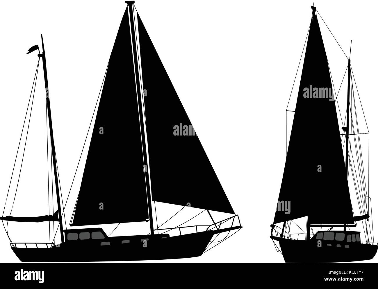 Barca a vela sagome - vettore Illustrazione Vettoriale