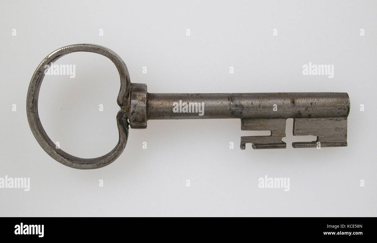 La chiave del xv secolo, Tedesco, ferro, complessivo: 4 7/8 x 1 7/8 x 11/16  in. (12,4 x 4,8 x 1,7 cm), Metalwork-Iron Foto stock - Alamy