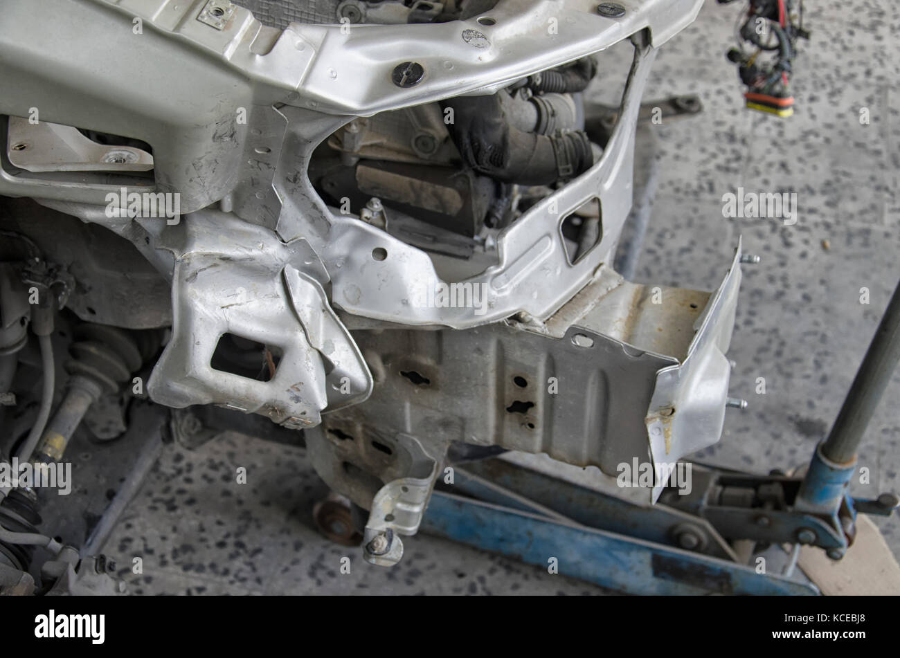 Close-up di chassis di una vettura si è schiantato Foto Stock