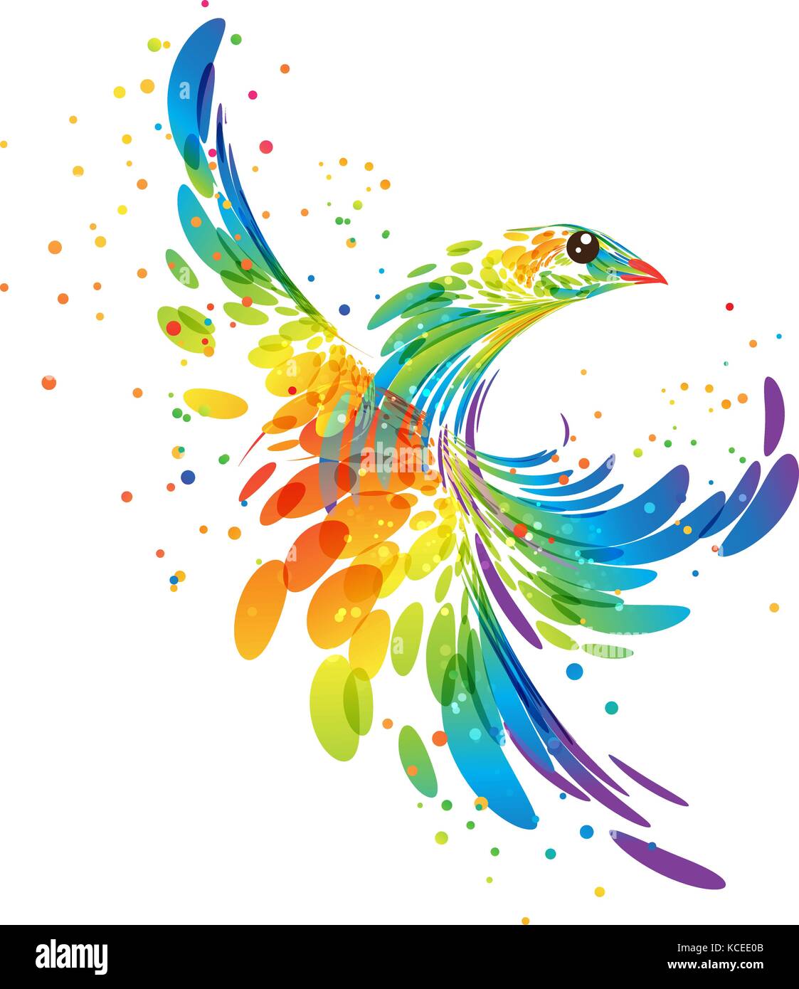 Fantasy stilizzata di uccelli colorati Illustrazione Vettoriale