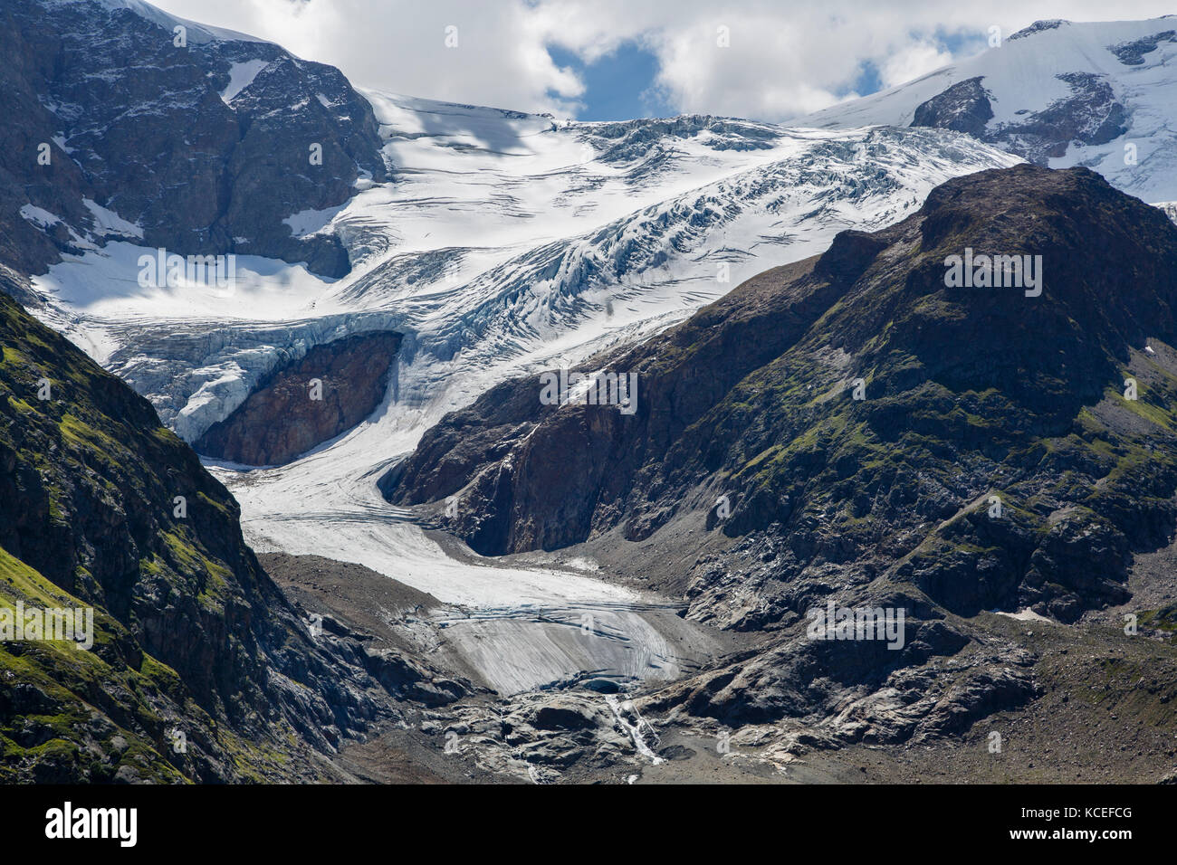 Il ghiacciaio Stein visto dal passo di Susten, Svizzera Foto Stock