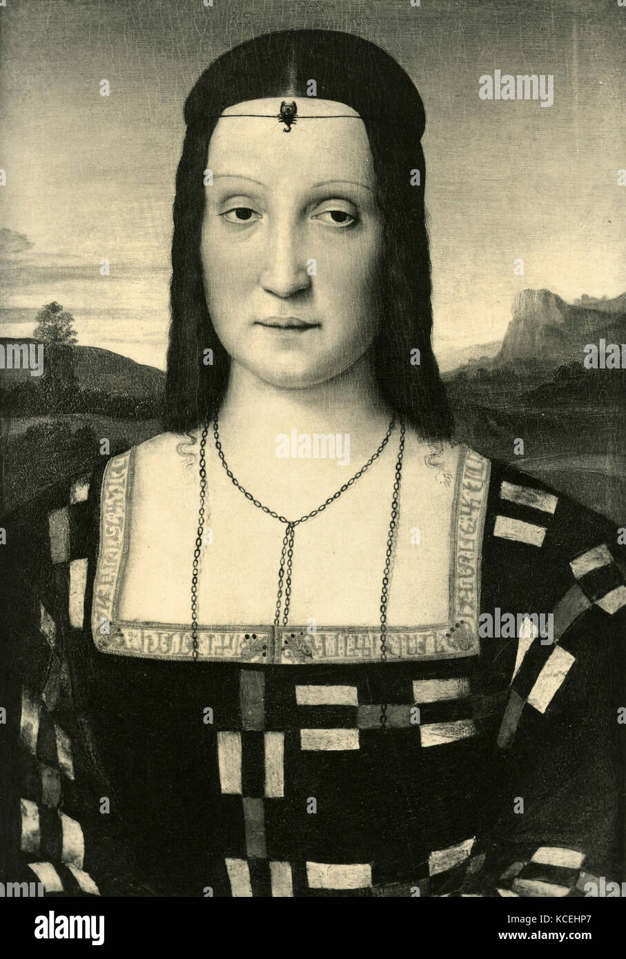 Ritratto di Elisabetta da Montefeltro, duchessa di Urbino, il dipinto di Andrea Mantegna Foto Stock