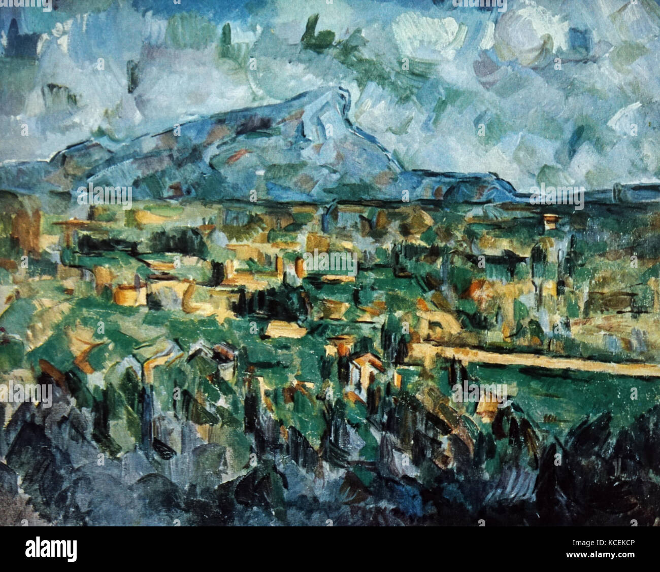 Pittura intitolato 'Mont Sainte-Victoire' da Paul Cézanne (1839-1906) un francese Post-Impressionist pittore. In data xx secolo Foto Stock