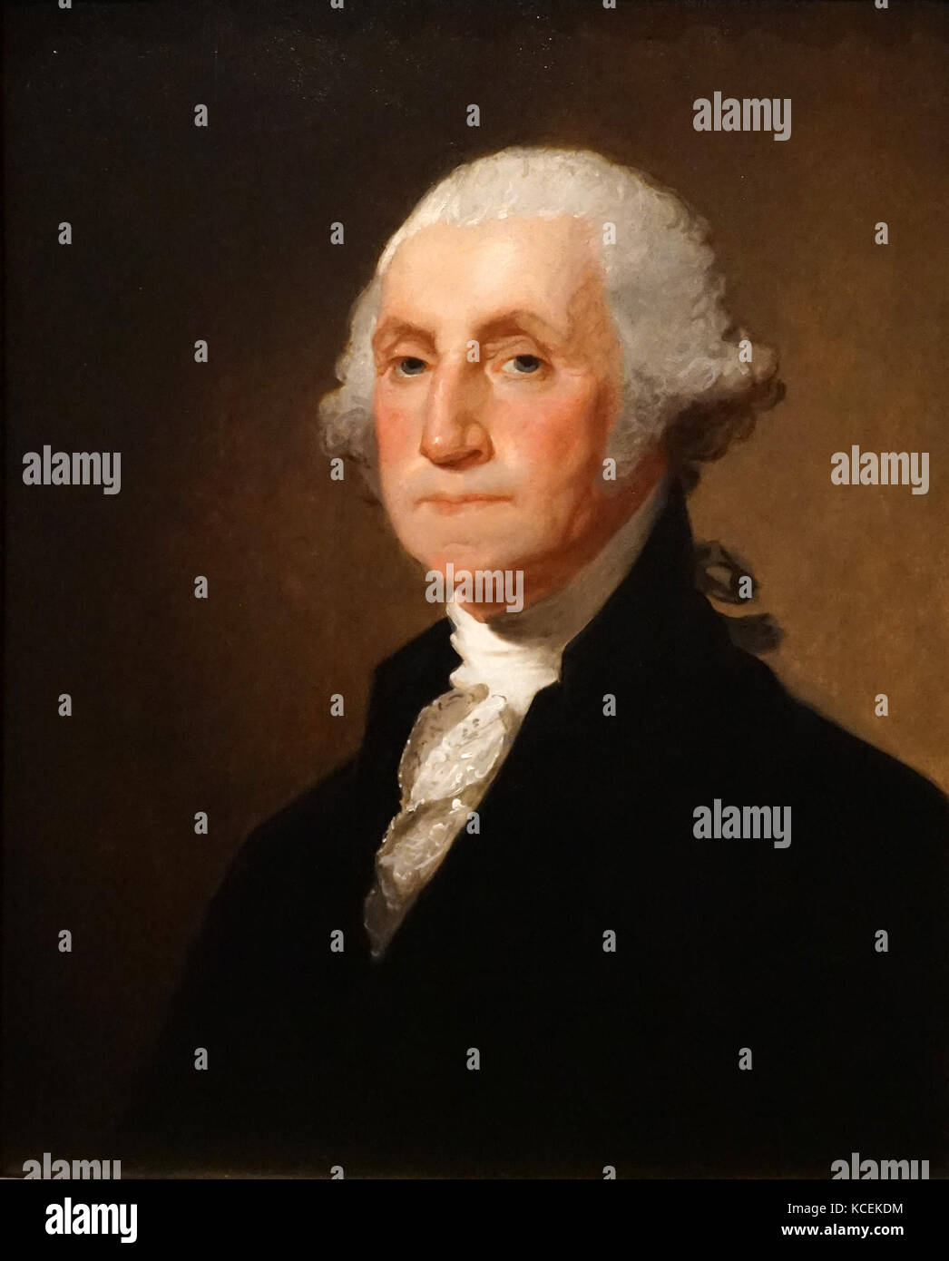 Ritratto di George Washington (1732-1799) il primo Presidente degli Stati Uniti d'America. Dipinto da Gilbert Stuart (1755-1828) un pittore americano. Datata del XIX secolo Foto Stock