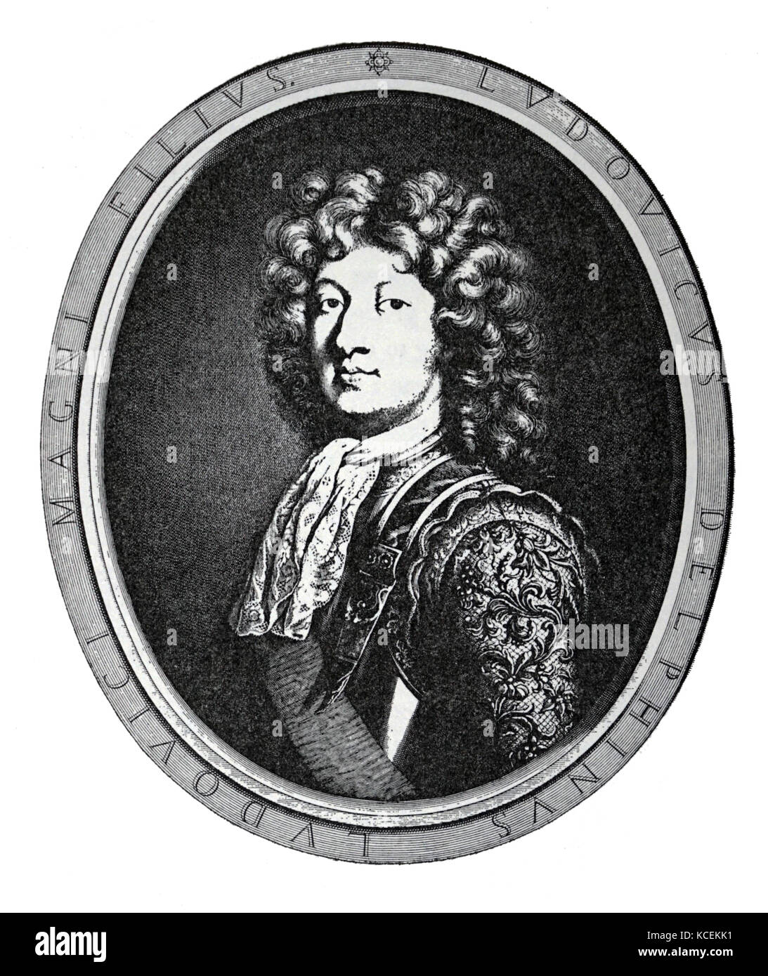 Incisi ritratto di Louis, Grand Dauphin (1661-1711) apparente erede del trono francese. Risalenti al XVII secolo Foto Stock