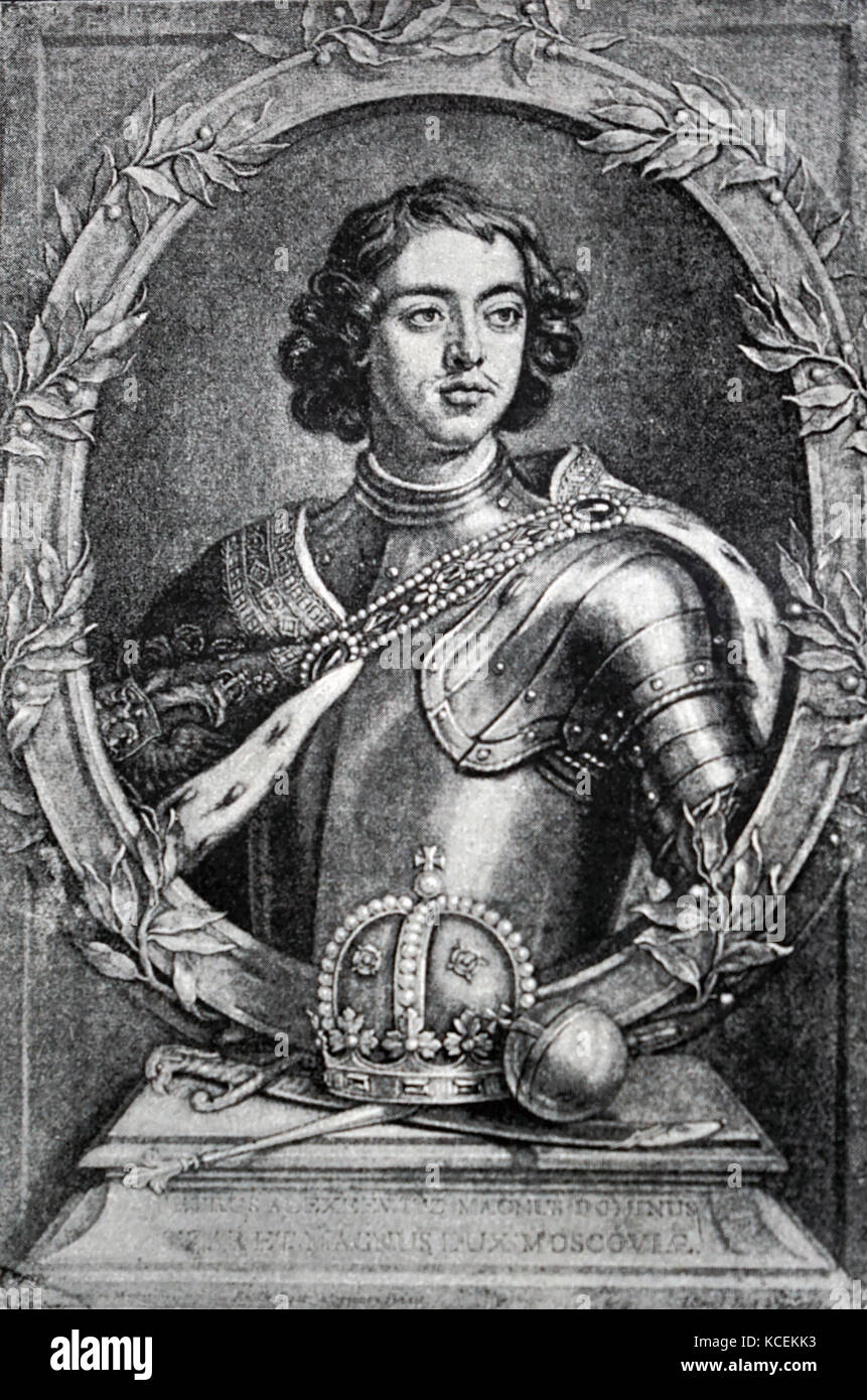 Ritratto di Pietro il Grande (1672-1725) dominatore di Tsardom della Russia. Datata xviii secolo Foto Stock