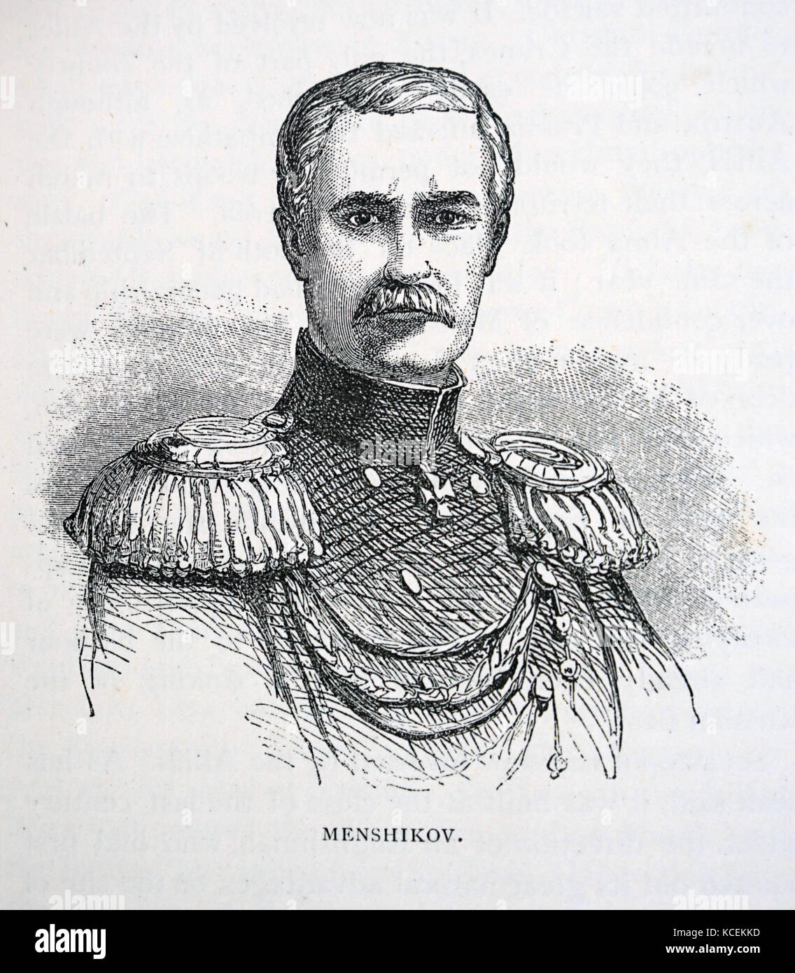 Ritratto inciso di Alexander Sergeyevich Menšikov (1787-1869) un nobile finno-russa, comandante militare e statista. Datata del XIX secolo Foto Stock