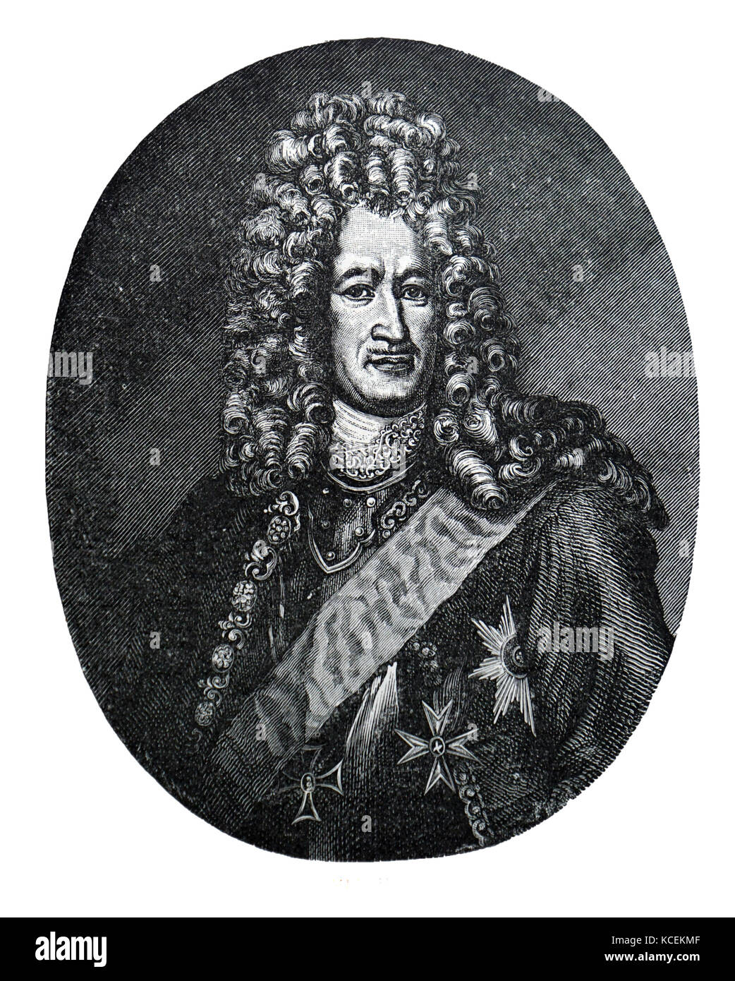 Ritratto inciso di Alexander Danilovich Menšikov (1673-1729) un russo statista e principe dell'impero russo. Datata xviii secolo Foto Stock