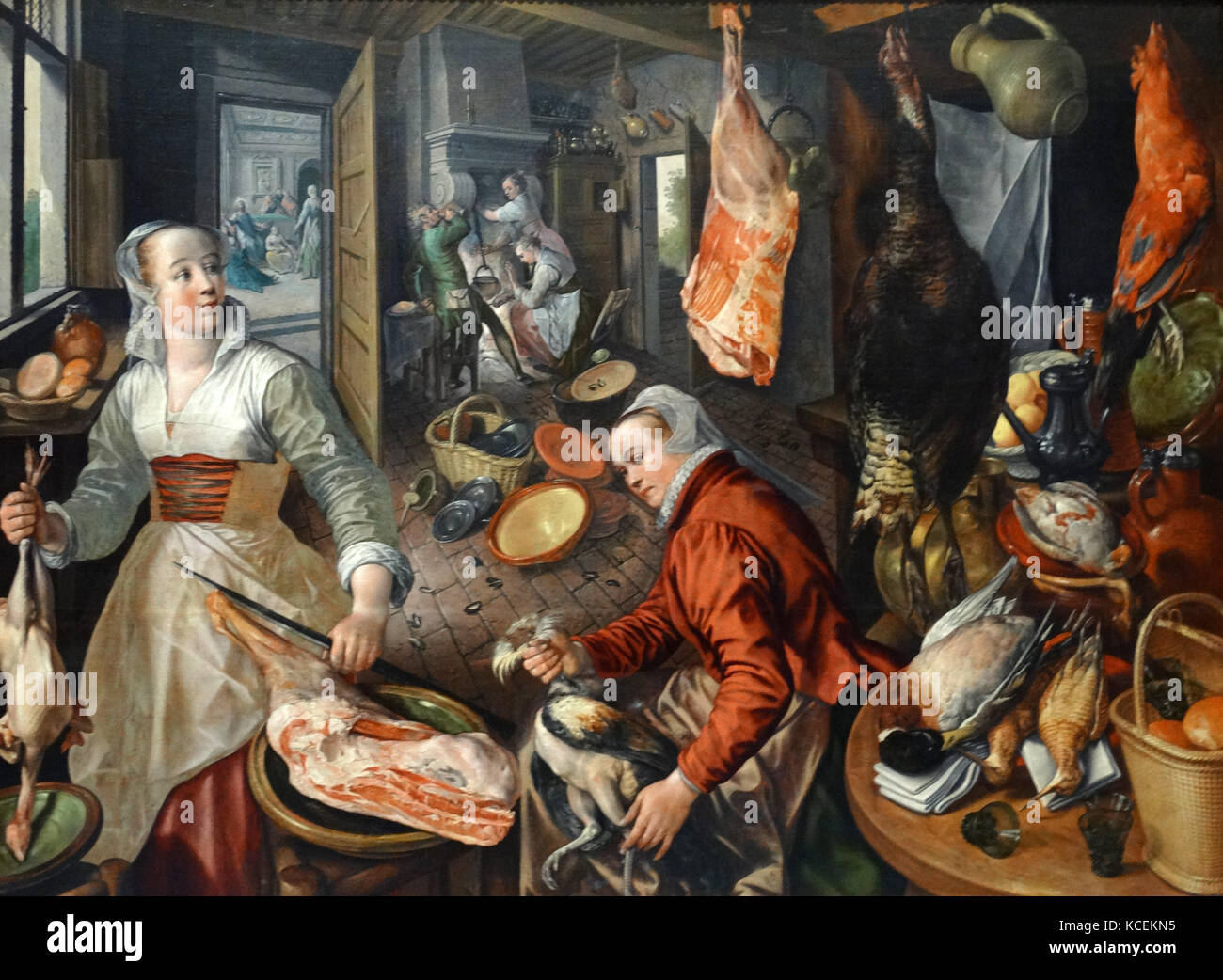Pittura intitolata "I quattro elementi: fuoco' da Joachim Beuckelaer (1533-1574) un pittore fiammingo. Datata XVI Secolo Foto Stock