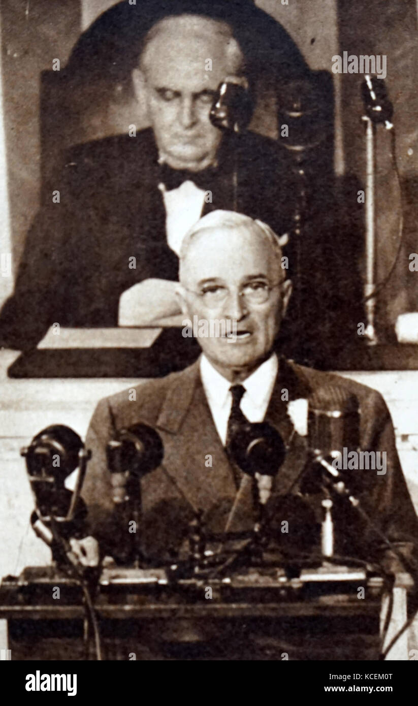 Fotografia del Presidente Harry Truman (1884-1972) un uomo politico americano e il Presidente degli Stati Uniti d'America. In data xx secolo Foto Stock
