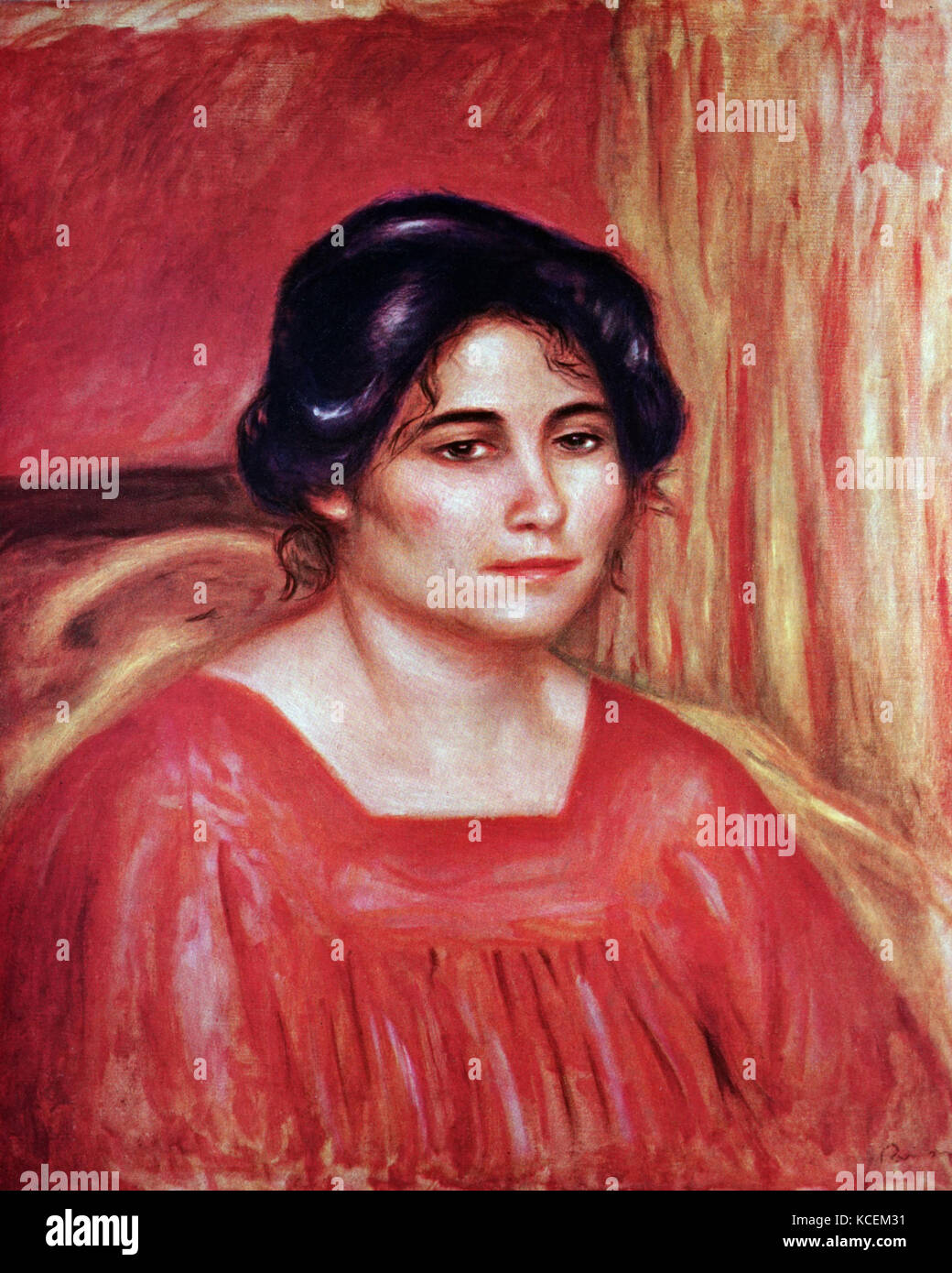 Pittura intitolata 'Gabrielle in una camicetta rossa' di Pierre-Auguste Renoir (1841-1919) un artista francese di stile impressionista. In data xx secolo Foto Stock
