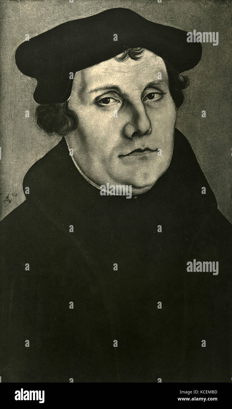 Ritratto di Martin Luter, dipinto da Lucas Cranach Foto Stock