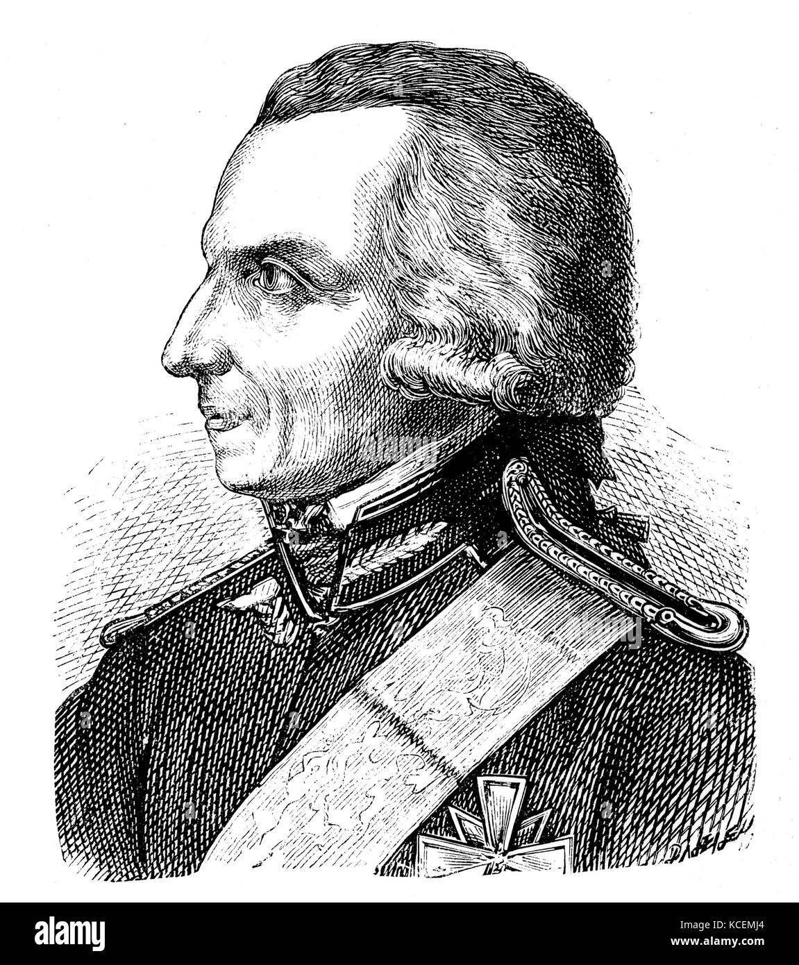 Sir Benjamin Thompson conte di Rumford, FRS (1753 - 1814) americano-Nato British Fisico e inventore il cui sfide alla stabilita teoria fisica erano parte del XIX secolo rivoluzione in termodinamica. Ha servito come tenente-colonnello del re American dragoni, parte della British forze lealisti, durante la guerra rivoluzionaria americana. Foto Stock