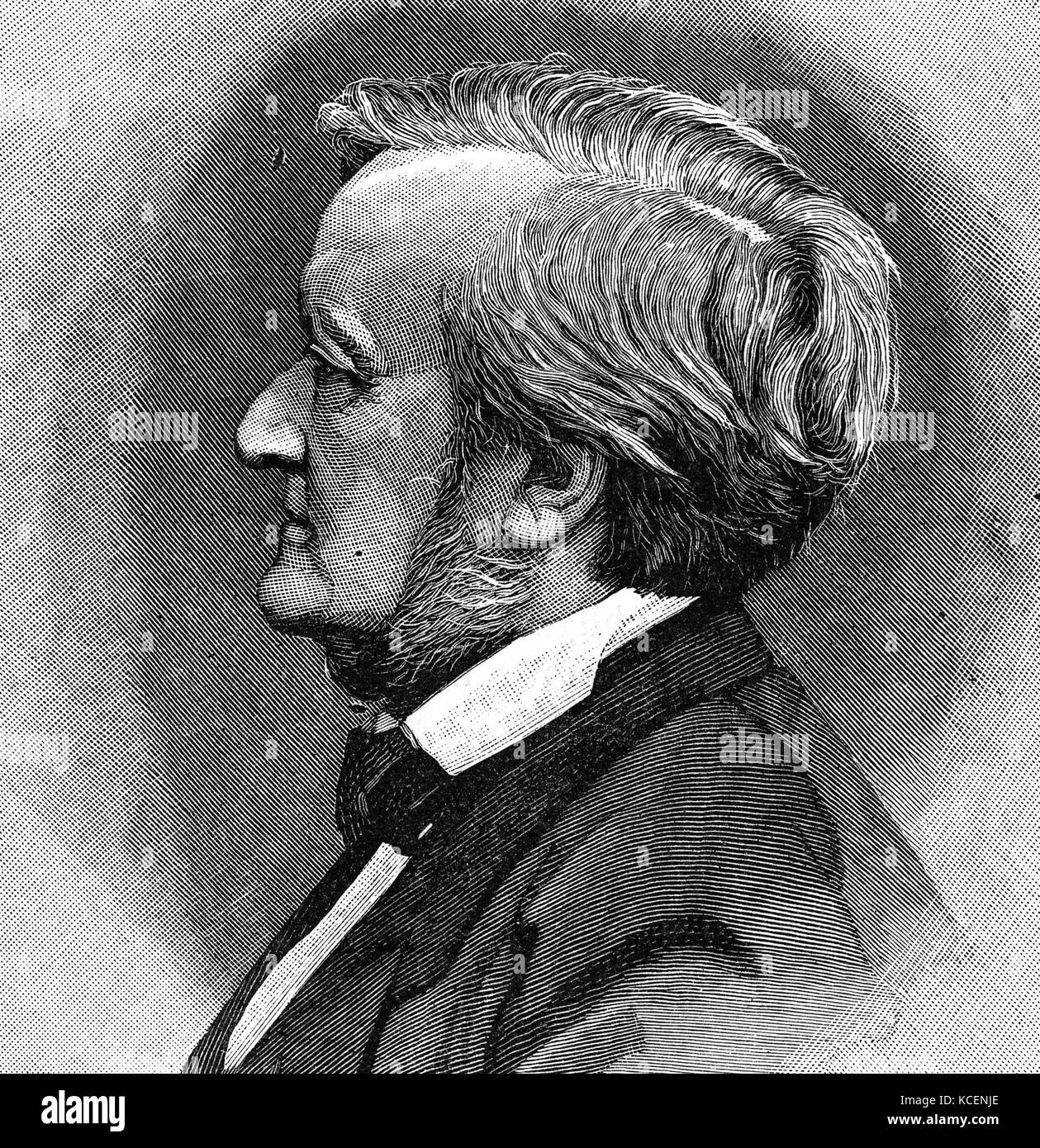 Ritratto di Wilhelm Richard Wagner (1813-1883) un compositore tedesco. Datata del XIX secolo Foto Stock