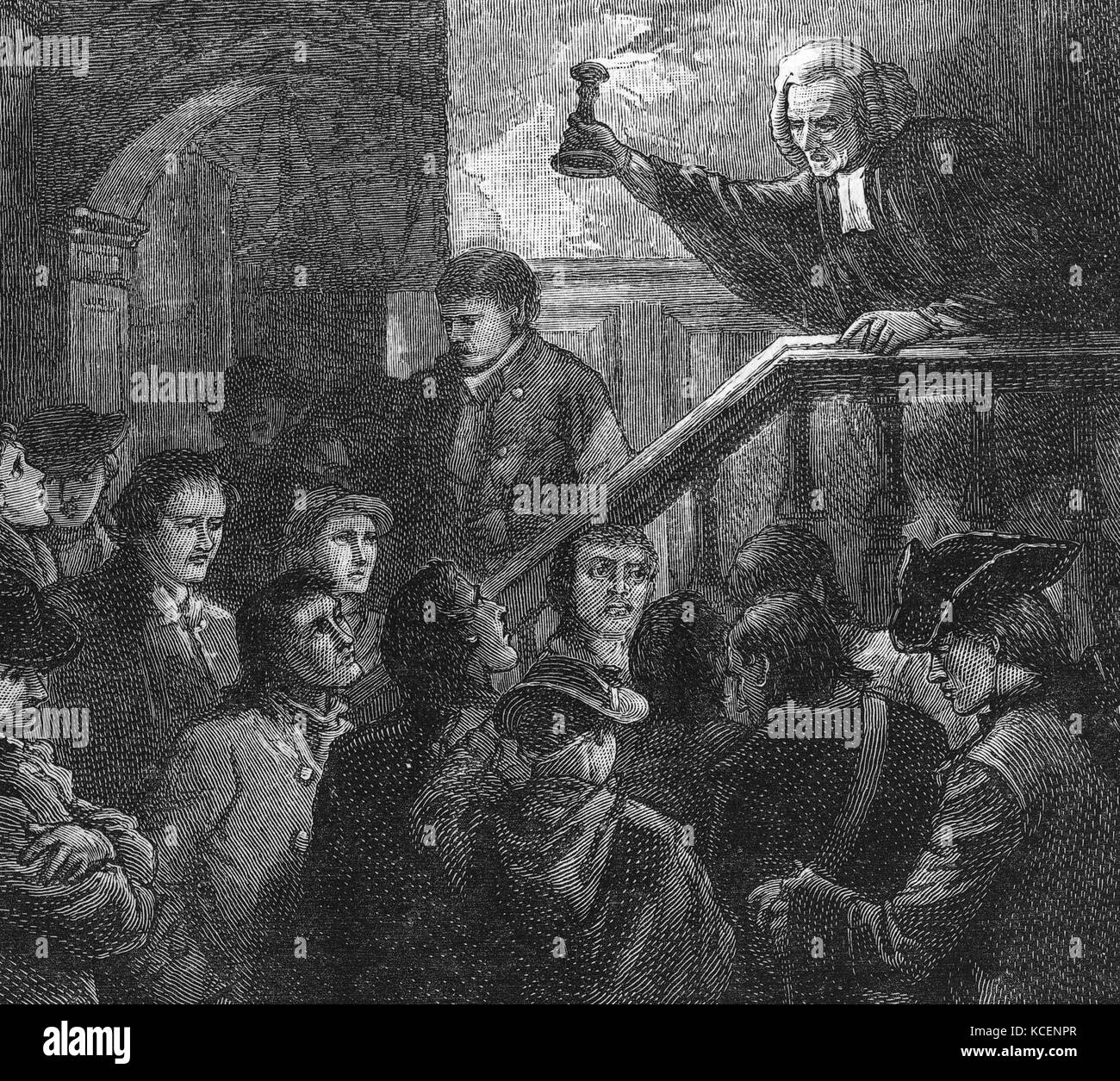 Illustrazione raffigurante George Whitefield (1714-1770) un inglese un chierico anglicano e co-fondatore del Metodismo. Datata xviii secolo Foto Stock