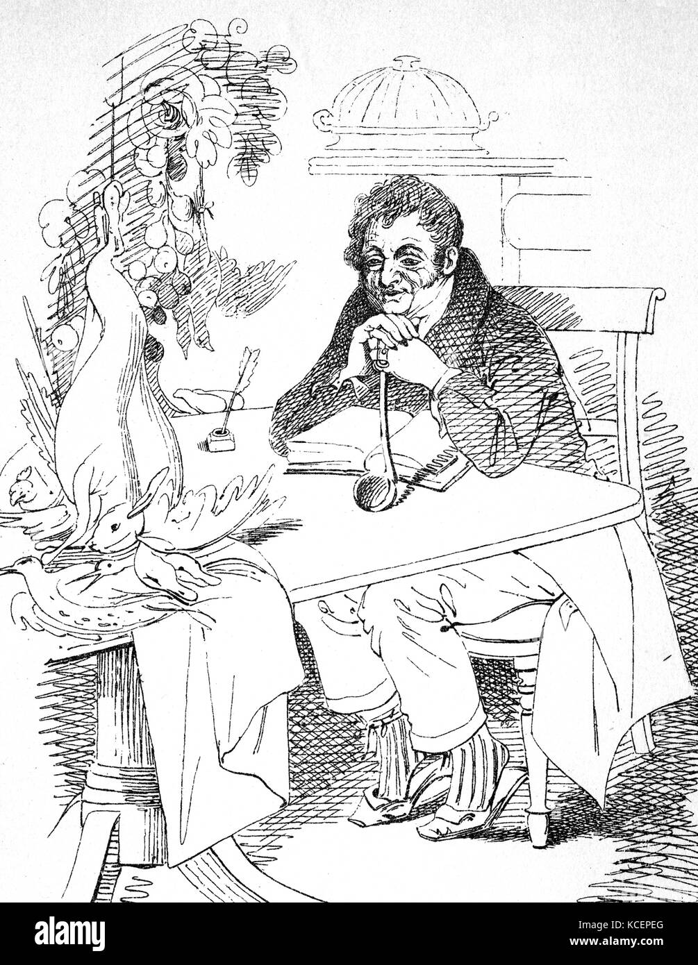 Illustrazione di Louis-Eustache Ude (1769-1846) un cuoco francese e l'autore. Datata del XIX secolo Foto Stock