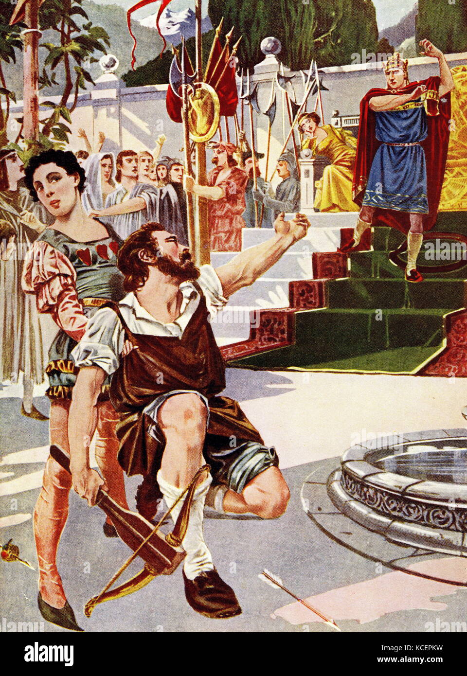Illustrazione raffigurante Guglielmo Tell, un eroe popolare della Svizzera. Datata xv secolo Foto Stock