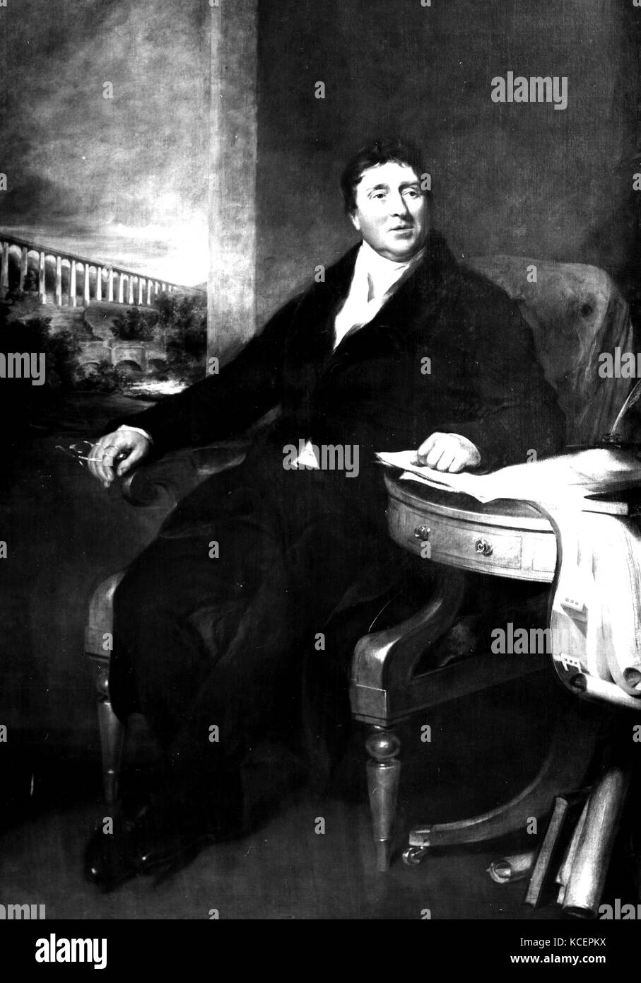 Ritratto di Thomas Telford (1757-1834) un scozzese civile ingegnere, architetto e scalpellino. Datata del XIX secolo Foto Stock Ritratto di Thomas Telford (1757-1834) un scozzese civile ingegnere, architetto e scalpellino. Datata del XIX secolo Foto Stock