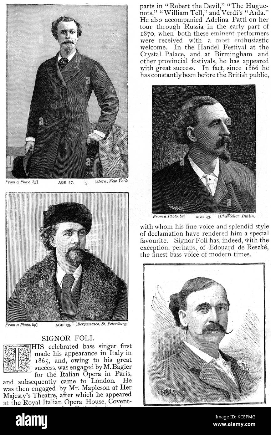 Le illustrazioni di Allan James Foley (1837-1899) un Irish bass cantante lirica. Datata del XIX secolo Foto Stock