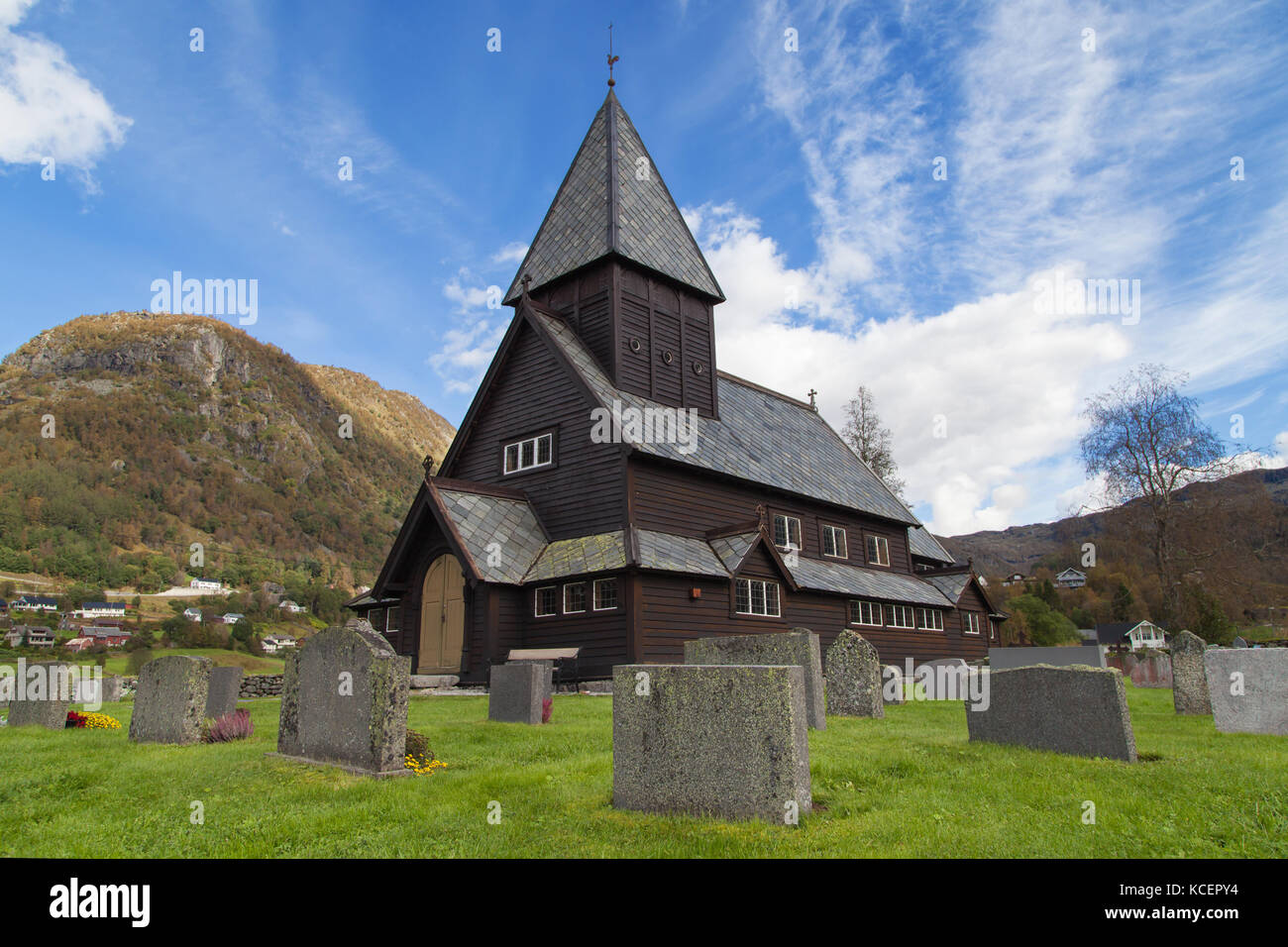 Roldal doga chiesa, hordaland, Norvegia. Foto Stock