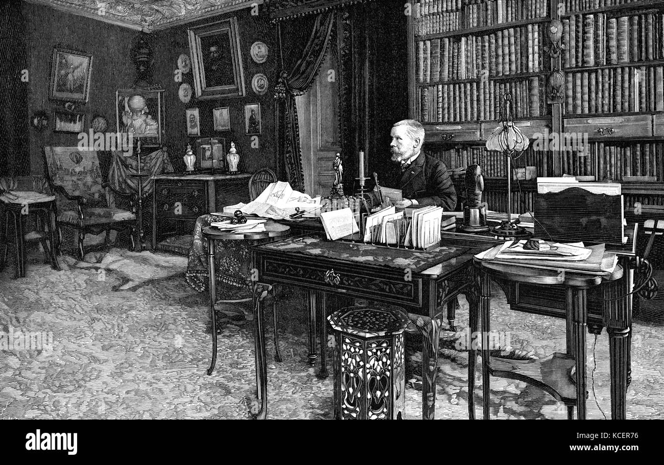 Illustrazione raffigurante Gaston Tissandier (1843-1899) un chimico francese, meteorologo, aviatore e editor. Datata del XIX secolo Foto Stock